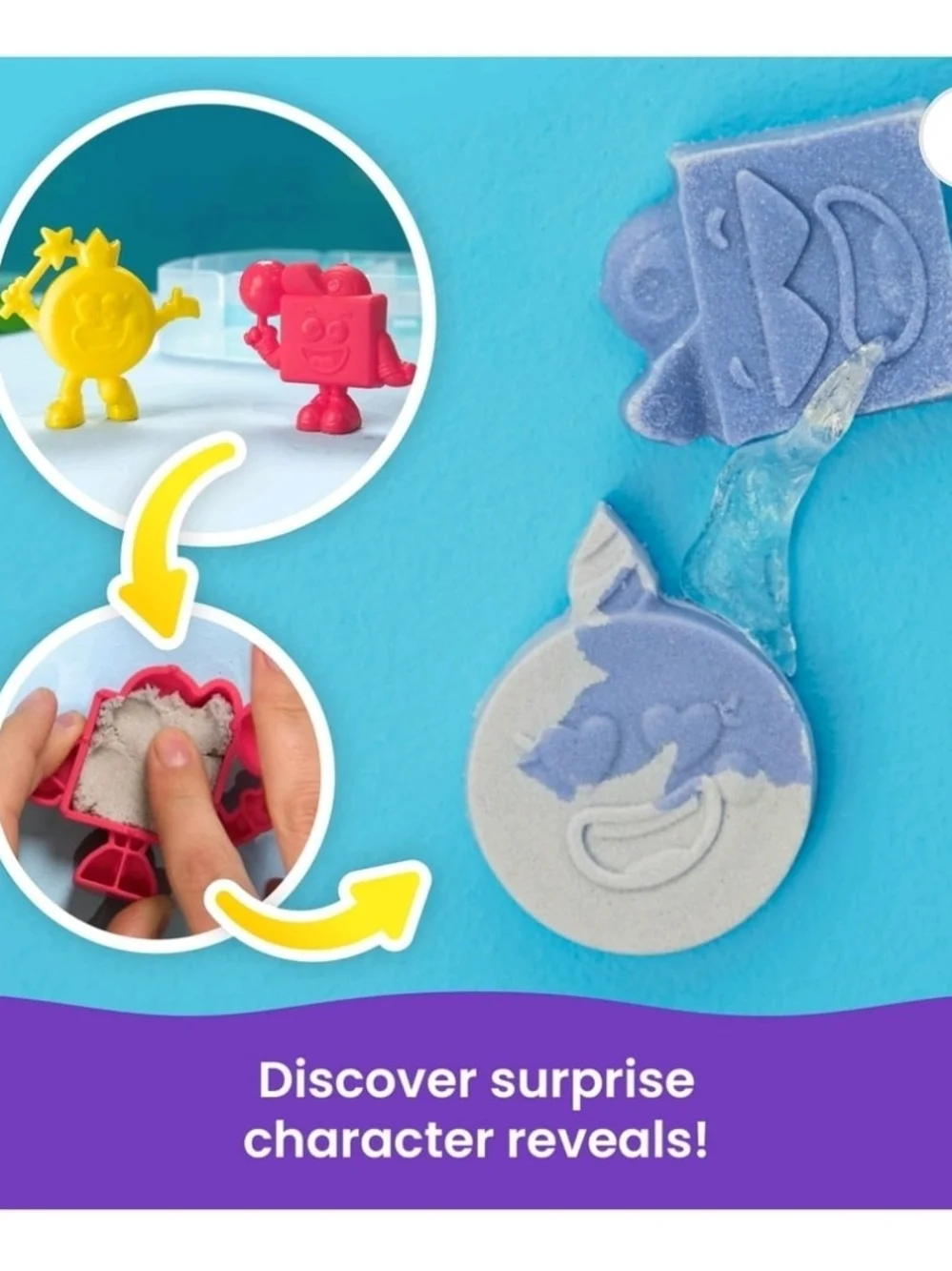 Kinetic Sand, Splash Starter Case with 6oz Color-Change Play Sand, 3 Tools Molds